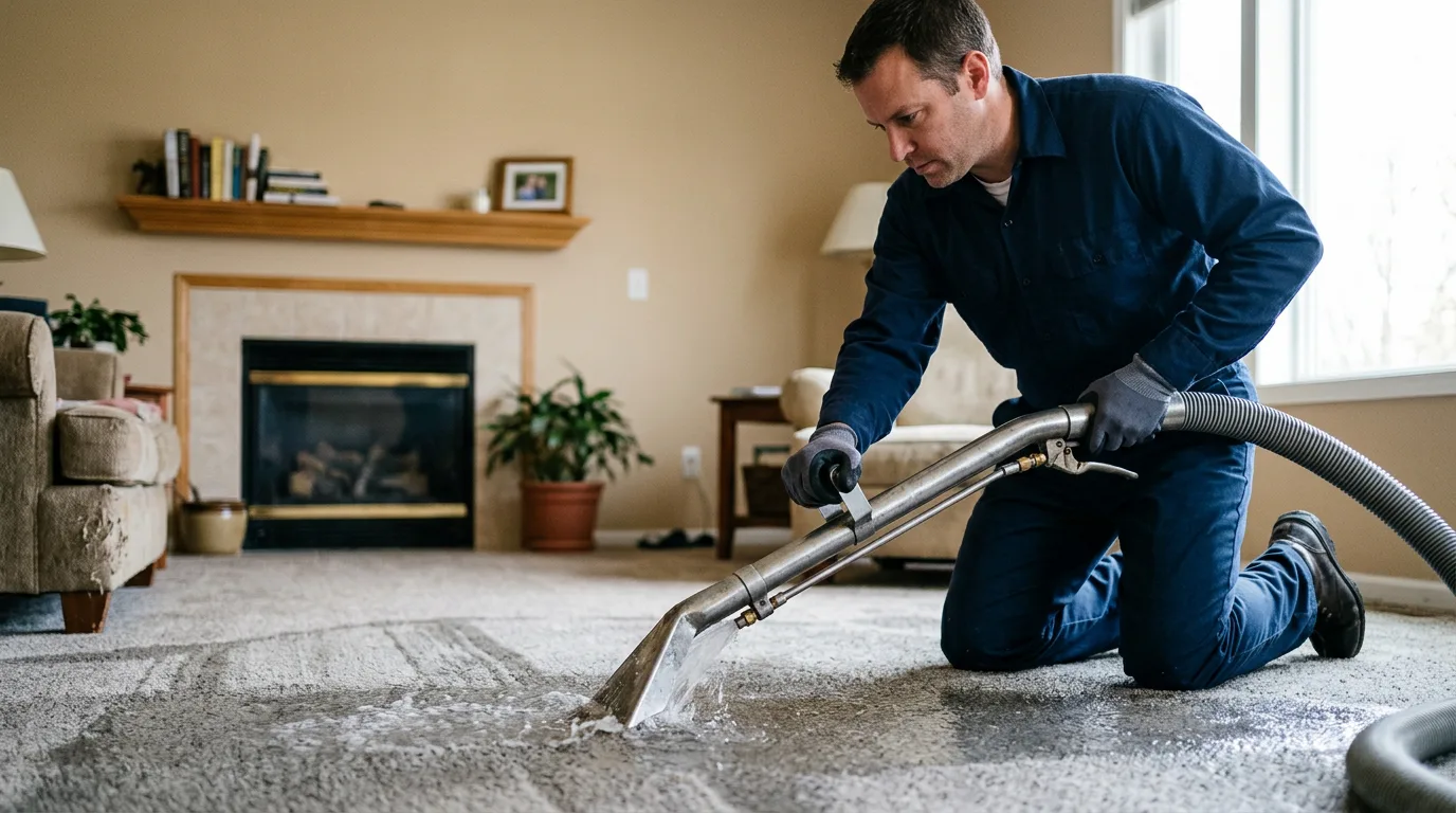 Water damage restoration technician working near Kell, IL